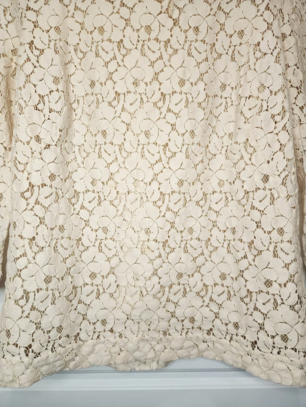⭐ Sz 4 Cotton Blend Light Peach Cream Lace 3/4-Sleeve Blouse Women's Top (As-Is) - Picture 4 of 6
